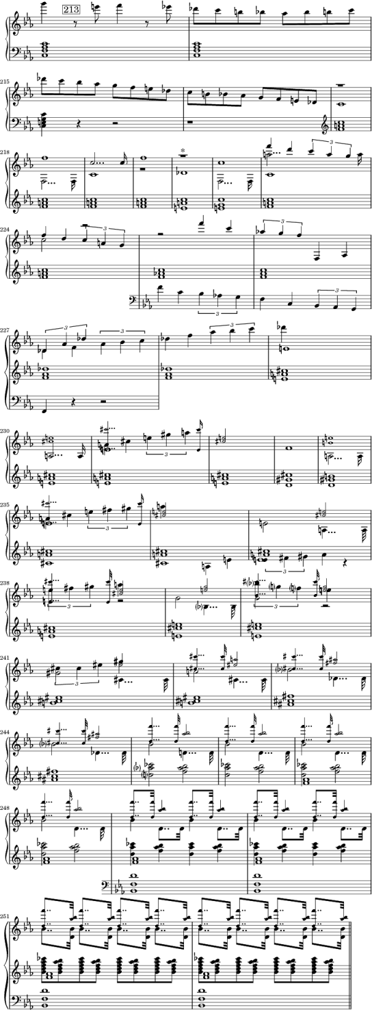 Bruckner, Vierte Sinfonie, erster Satz, Anfang der Durchführung, Auszug